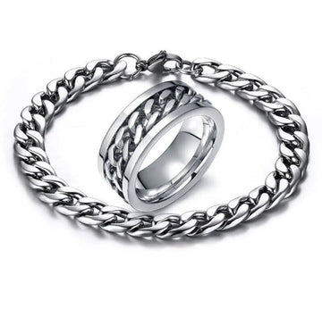 STYLISH MEN & WOMEN CUBAN LINK CHAIN & SPINNER RING